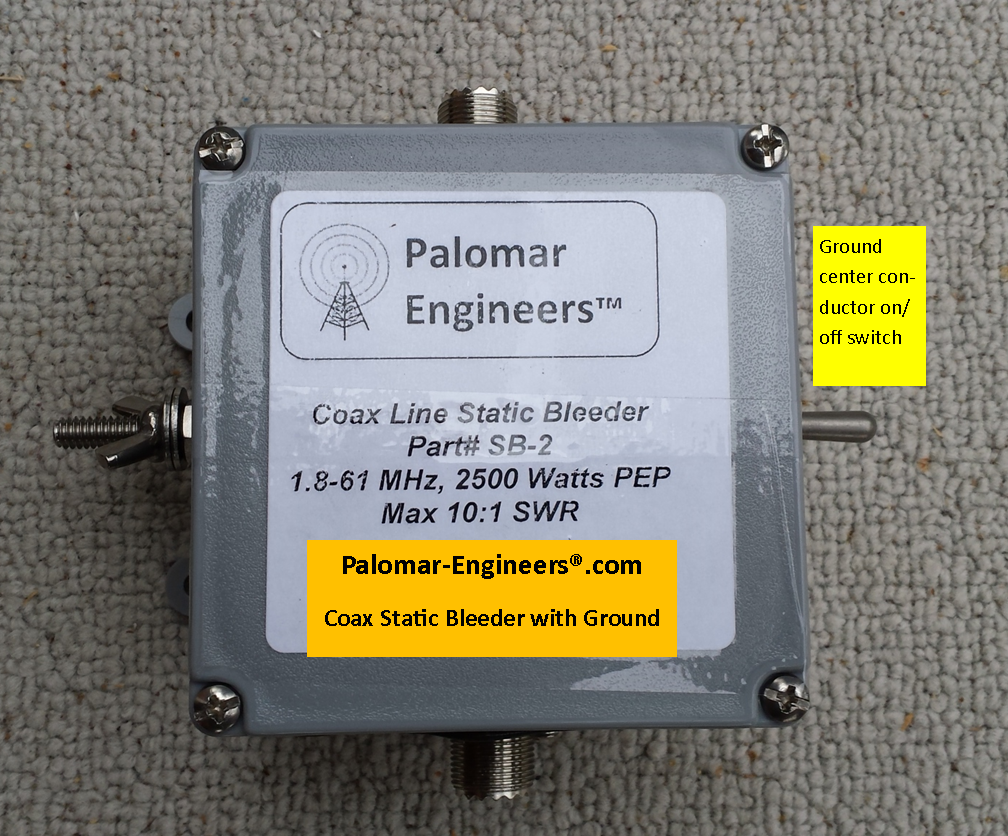 Coax Static Bleeder with Center Conductor Ground Switch SB-2 Coax Static Bleeder with Center Conductor Ground Switch SB-2