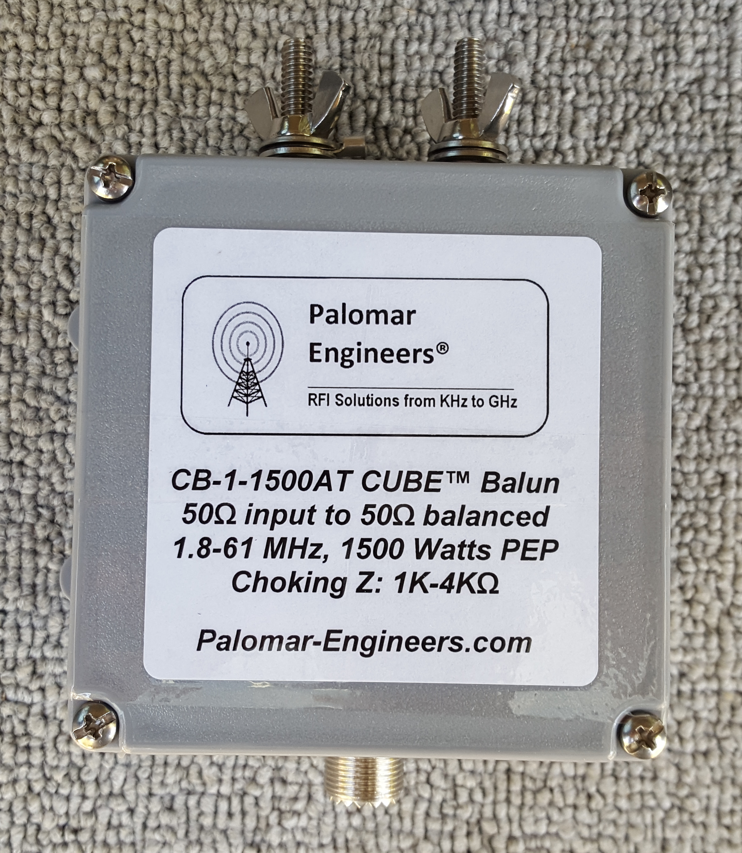 50:50 (1:1) CUBE™ Ladder line to Coax balun, 1.8-61 MHz, 1.5KW, G5RV/ZS6BKW CB-1-1500AT 50:50 (1:1) CUBE™ Ladder line to Coax balun, 1.8-61 MHz, 1.5KW, G5RV/ZS6BKW CB-1-1500AT