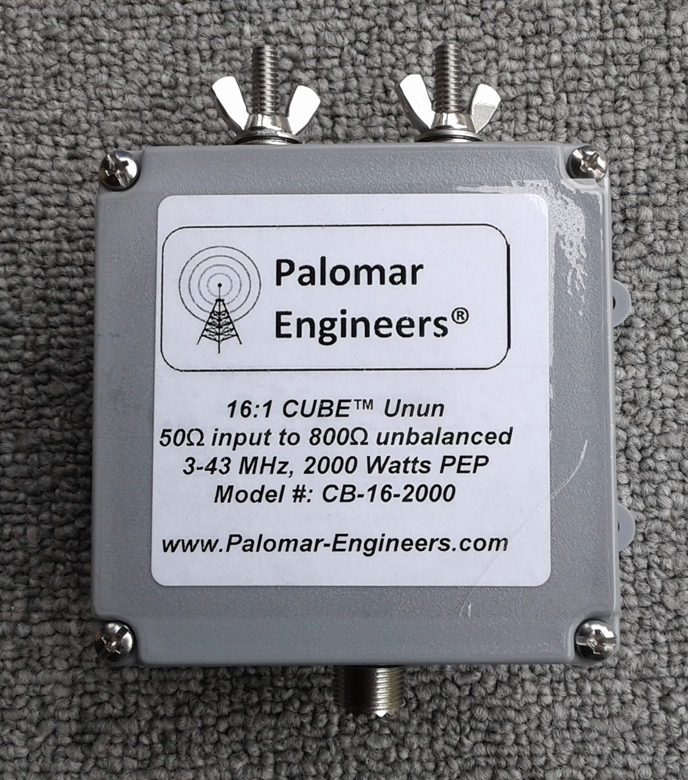 50:800 ohm (16:1) CUBE™ Balun, 3-43 MHz, 2KW PEP CB-16-2000 50:800 ohm (16:1) CUBE™ Balun, 3-43 MHz, 2KW PEP CB-16-2000