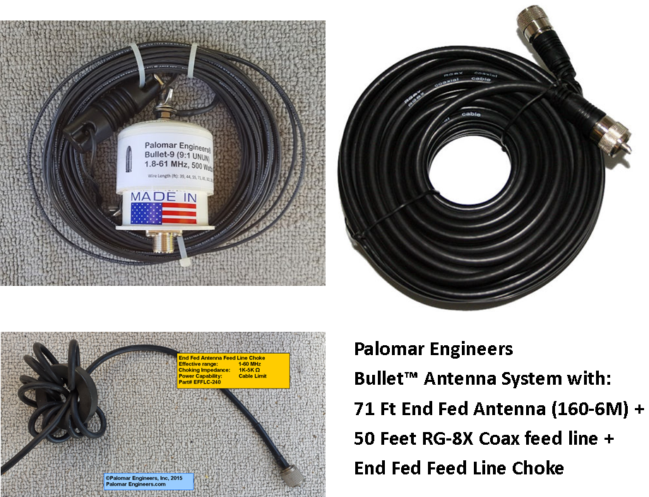 Bullet End Fed Antenna System - 71' Antenna (160-6 meters), 50' Coax and Choke FREE Ship - 500 Watt PEP BAS-500 Bullet End Fed Antenna System - 71' Antenna (160-6 meters), 50' Coax and Choke FREE Ship - 500 Watt PEP BAS-500