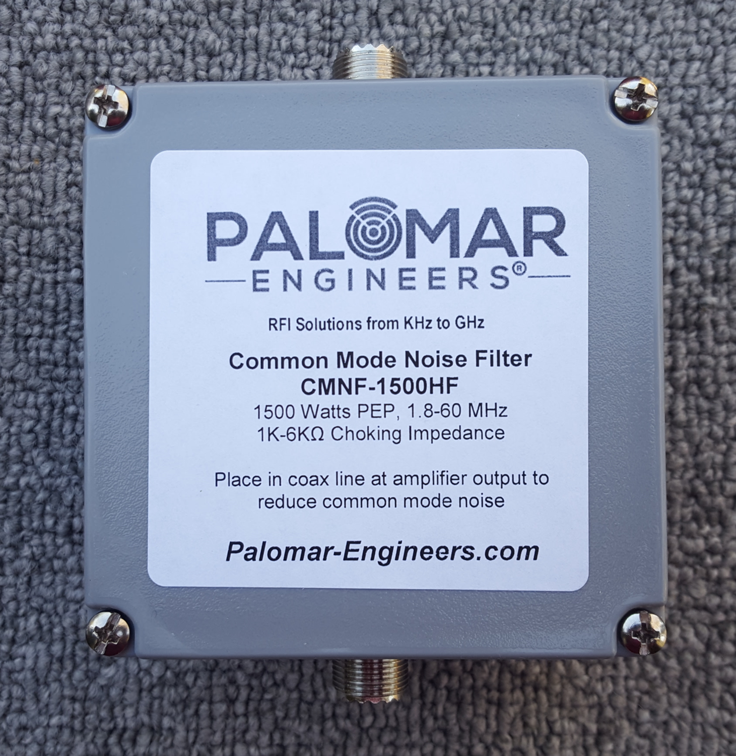 Coax common mode noise filter 1500 watts 1 8 60 mhz common mode