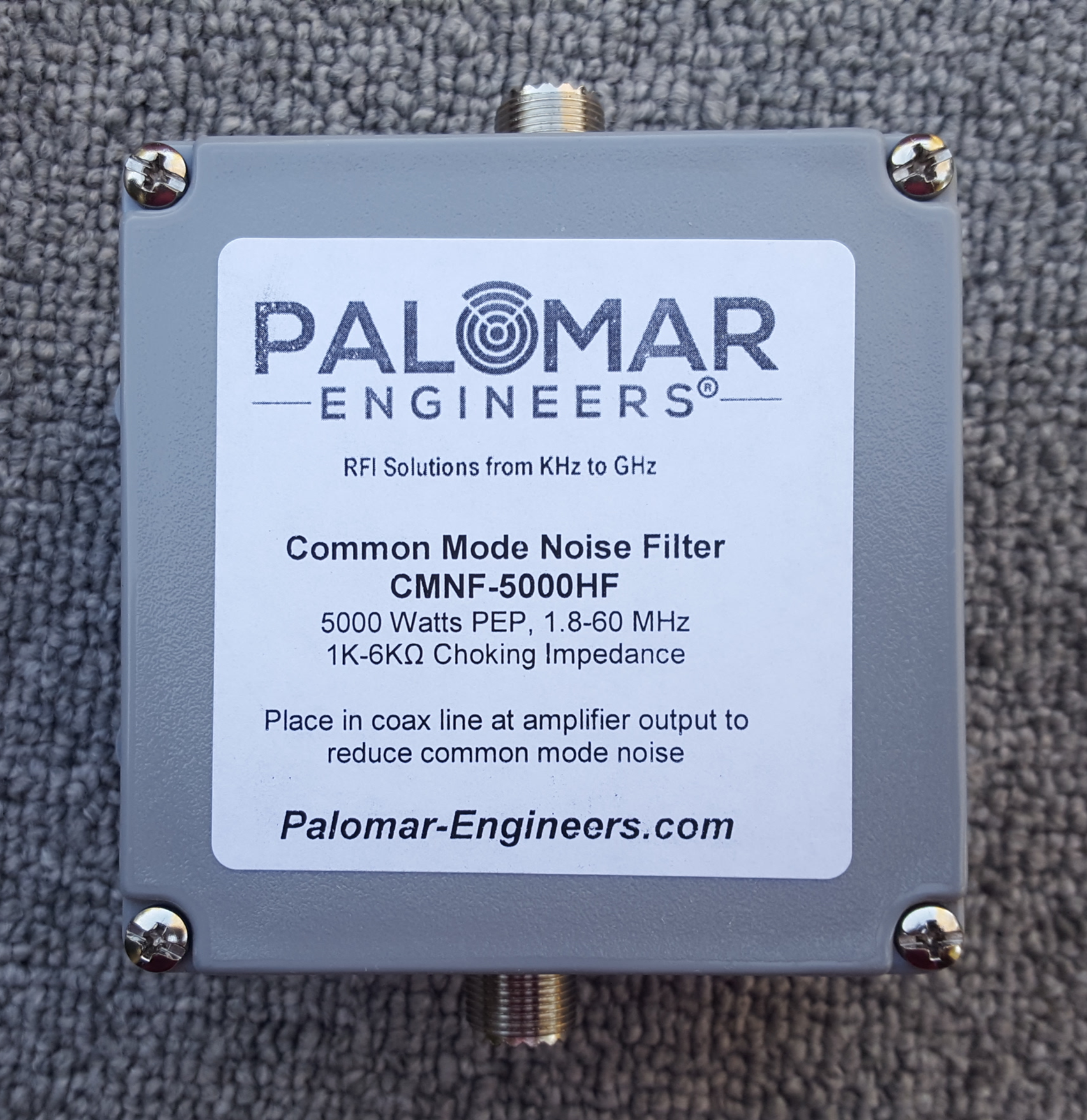 Common Mode Coax Noise Filter - 5000 Watts, 1.8-60 MHz CMNF-5000HF Common Mode Coax Noise Filter - 5000 Watts, 1.8-60 MHz CMNF-5000HF