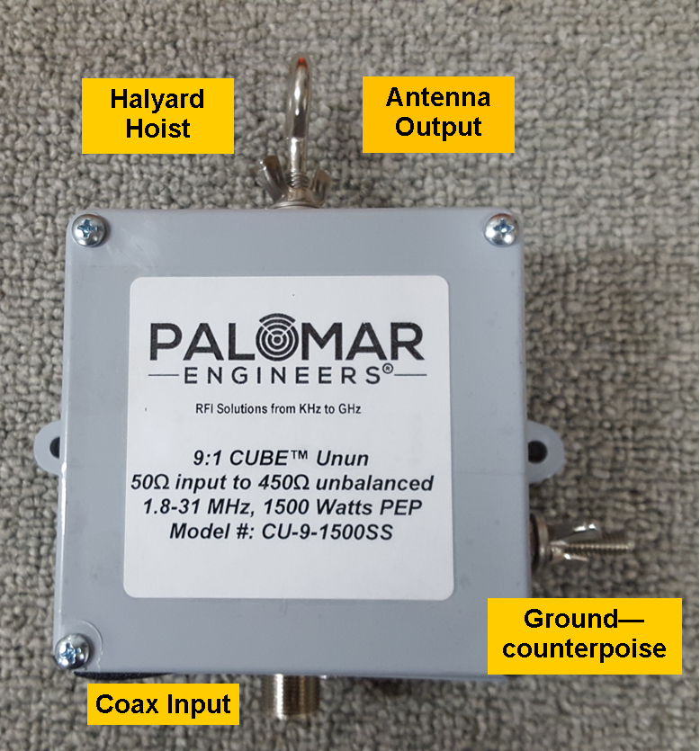 50:450 ohm (9:1) CUBE™ Unun, 1.8-61 MHz, 1.5 KW, End Fed CU-9-1500 50:450 ohm (9:1) CUBE™ Unun, 1.8-61 MHz, 1.5 KW, End Fed CU-9-1500