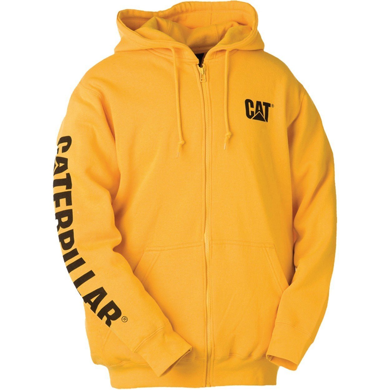 Caterpillar Yellow Full Zip Work Hooded Sweatshirt