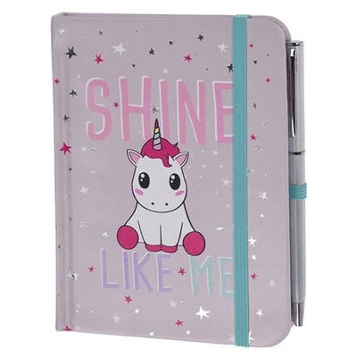 Блокнот c единорогом «Shine» А6 на резинке с ручкой IMP_15_2