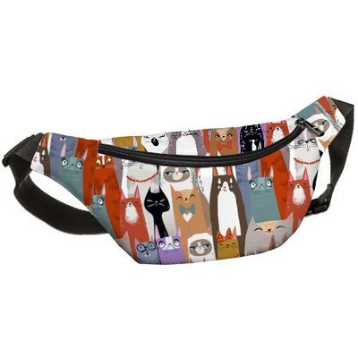 Сумка бананка BUMBAG Коты BB_18J039_BL_BL