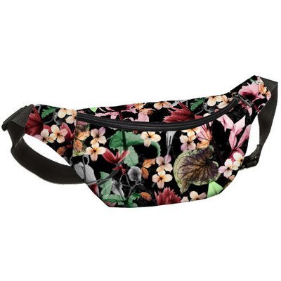 Сумка бананка BUMBAG Цветочный микс BB_18J027_BL_BL