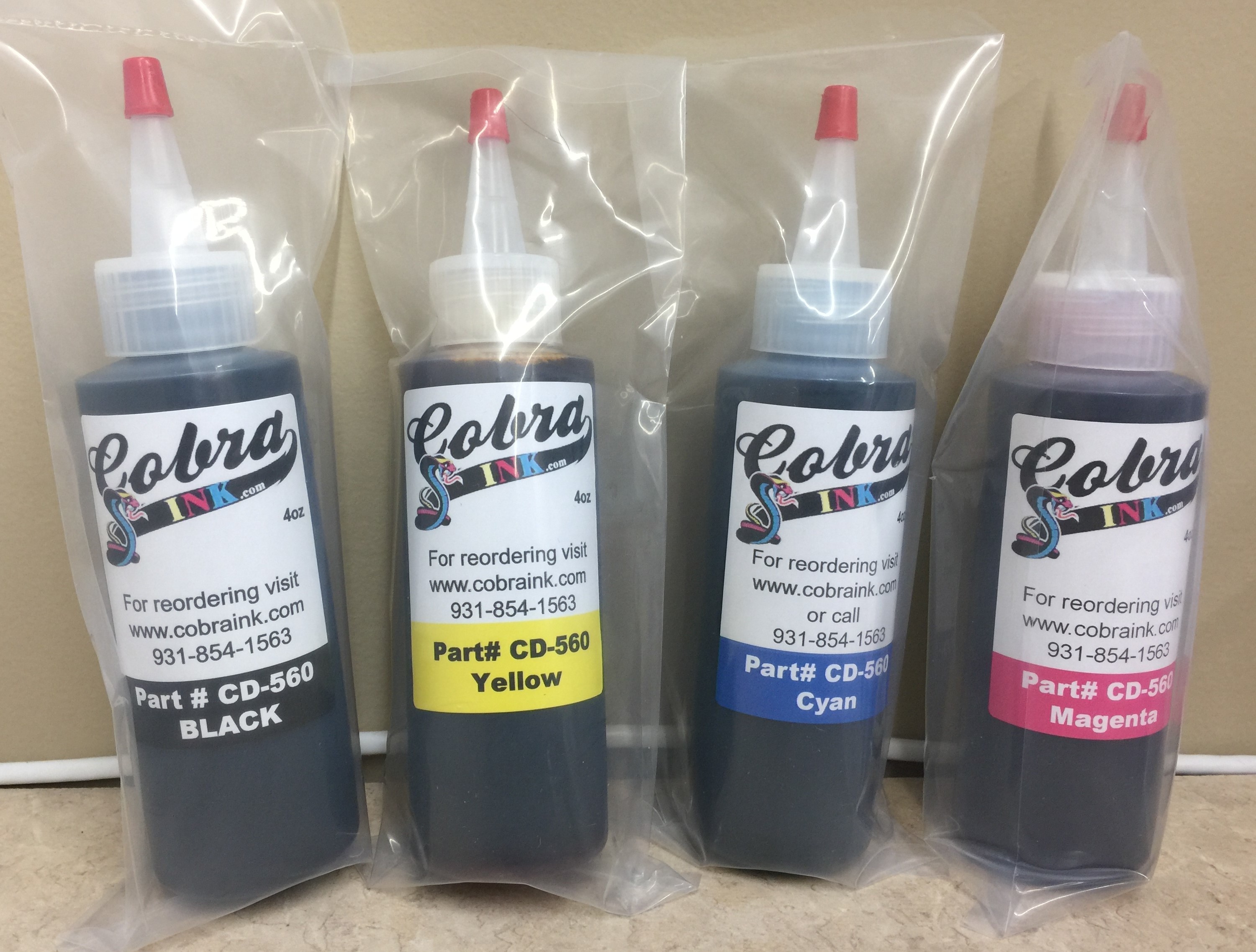 Dye Based Sets of all 4 Color bottles CD-560 Dye Based Sets of all 4 Color bottles