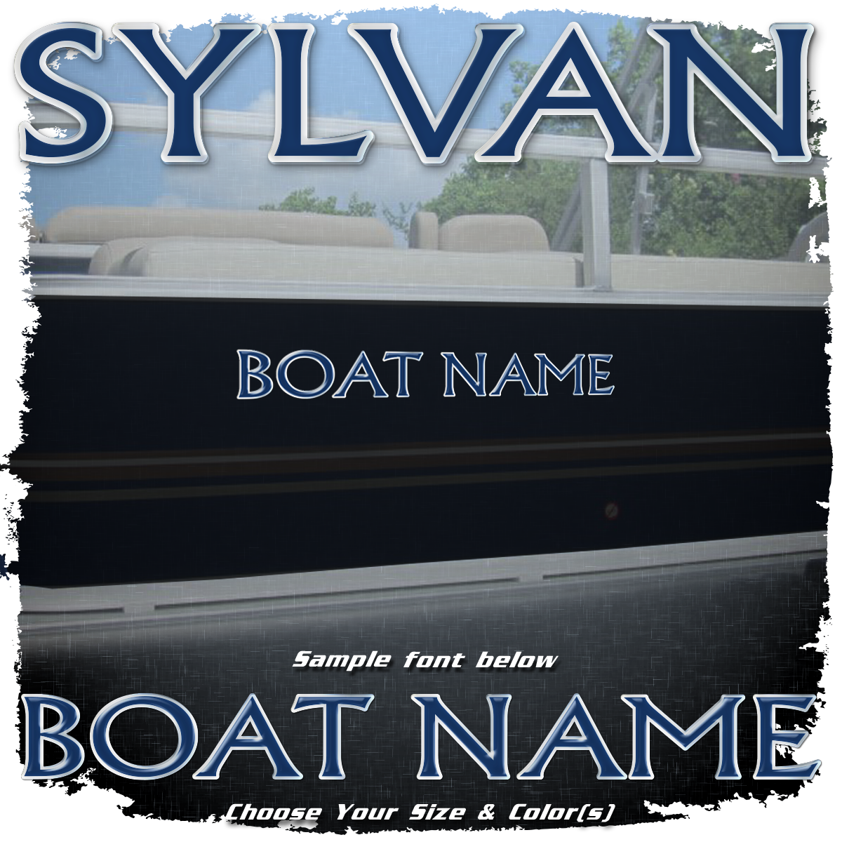 Domed Boat Name in the Sylvan Font, Choose Your Own Colors