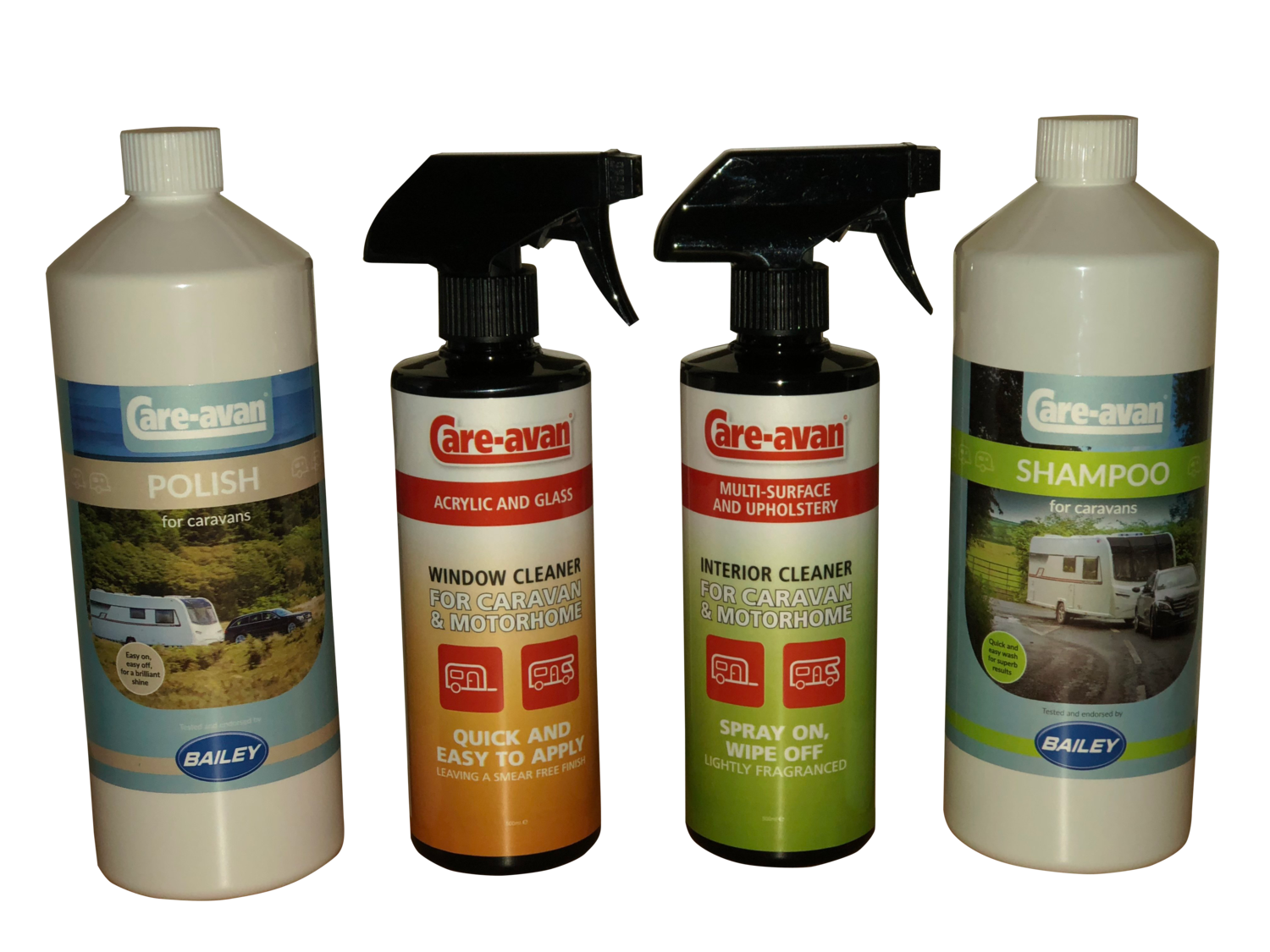 Caravan Deluxe Cleaning Kit 1ltr Polish 1ltr Shampoo 500mls Window Interior Spray