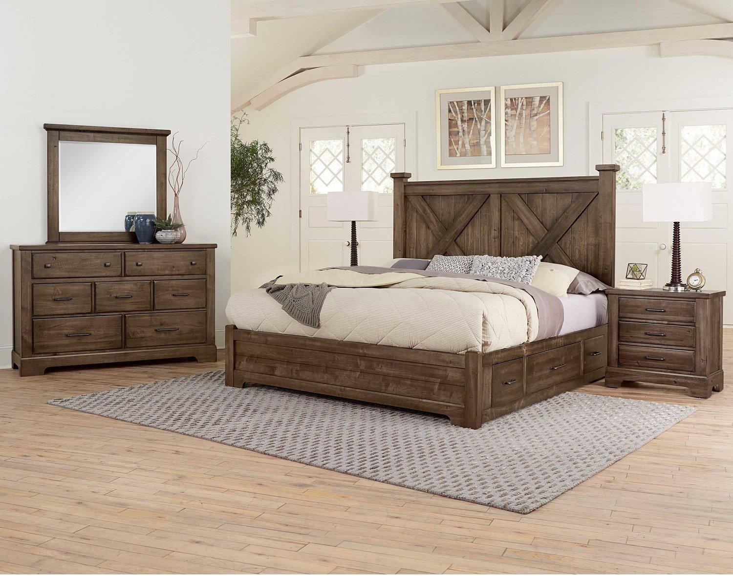 Cool Rustic Solid Maple 4 Piece Bedroom Set