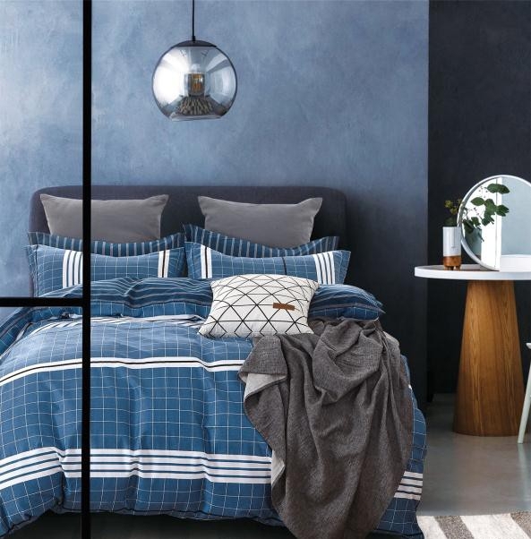 Lewis Blue Plaid Bedding Set LSB876