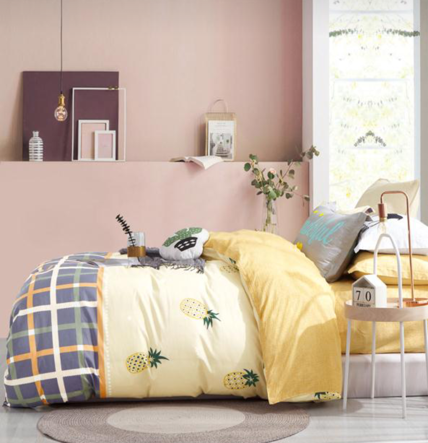 SUNSET YELLOW 6 PIECE REVERSIBLE BEDDING SET SYB841