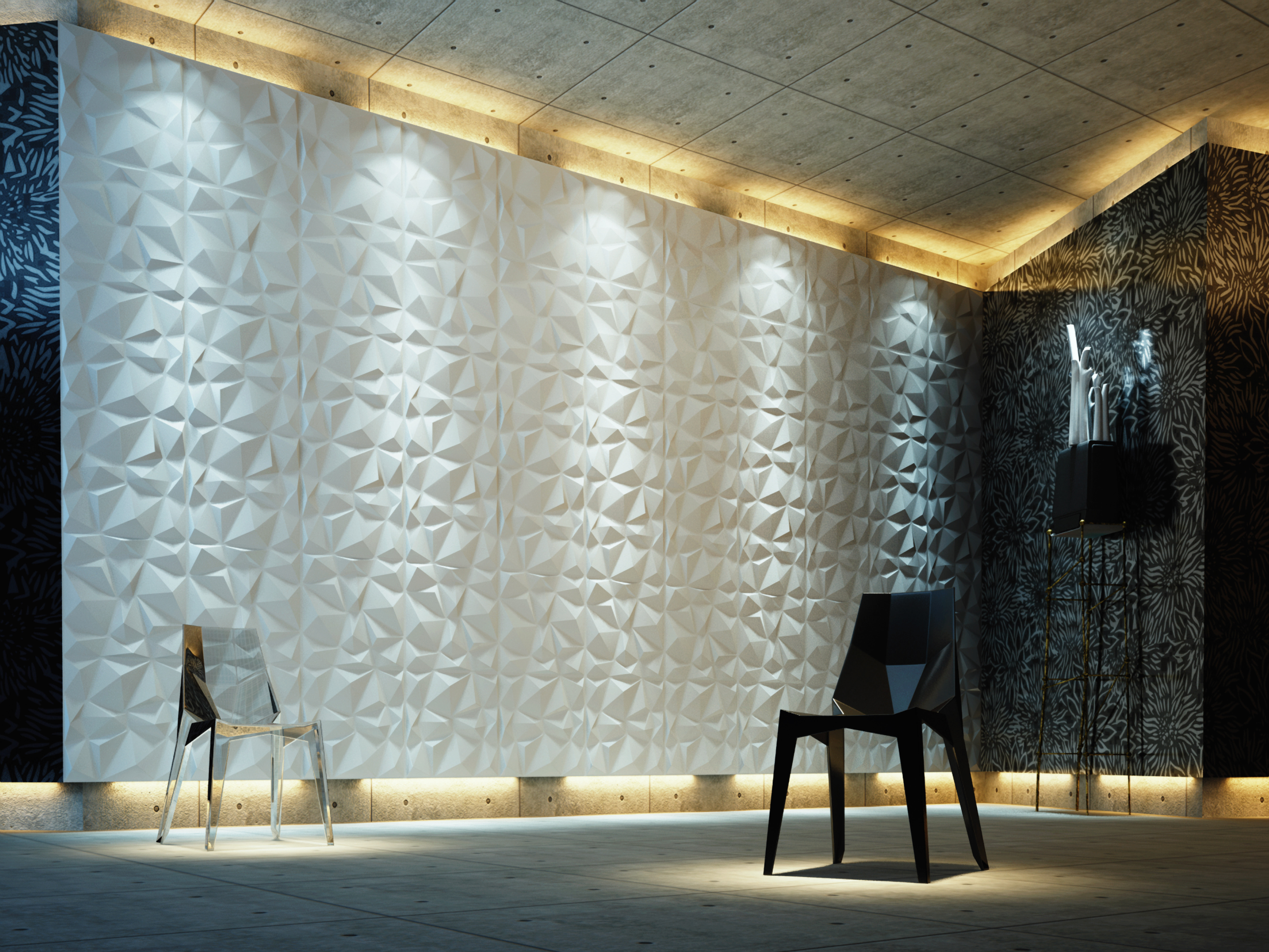 3D панель Diamond в интерьере