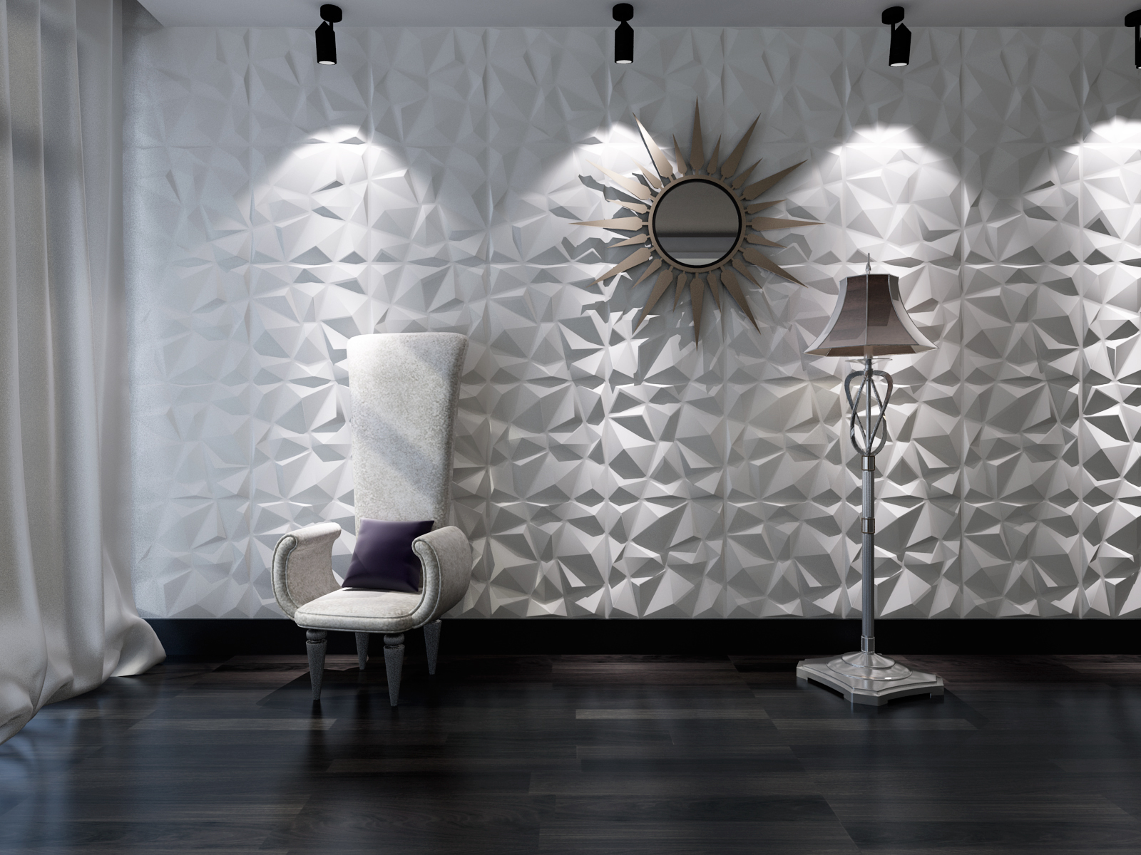 3D панель Diamond в интерьере