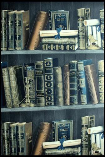 Артикул 2003-хх. Книги. Виниловые обои на бумажной основе. Варианты цветов: красный, синий, зеленый.