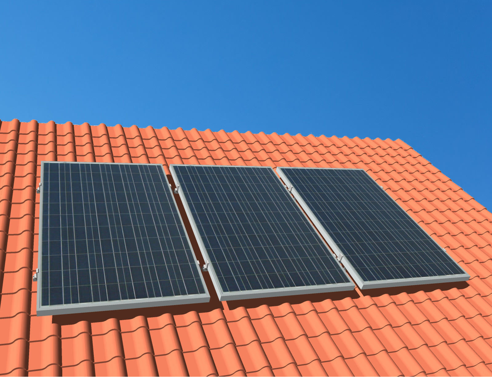 myCleantechSolarPower™ Solaranalage Schrägdach mit 3 Pannels - Musterbild
