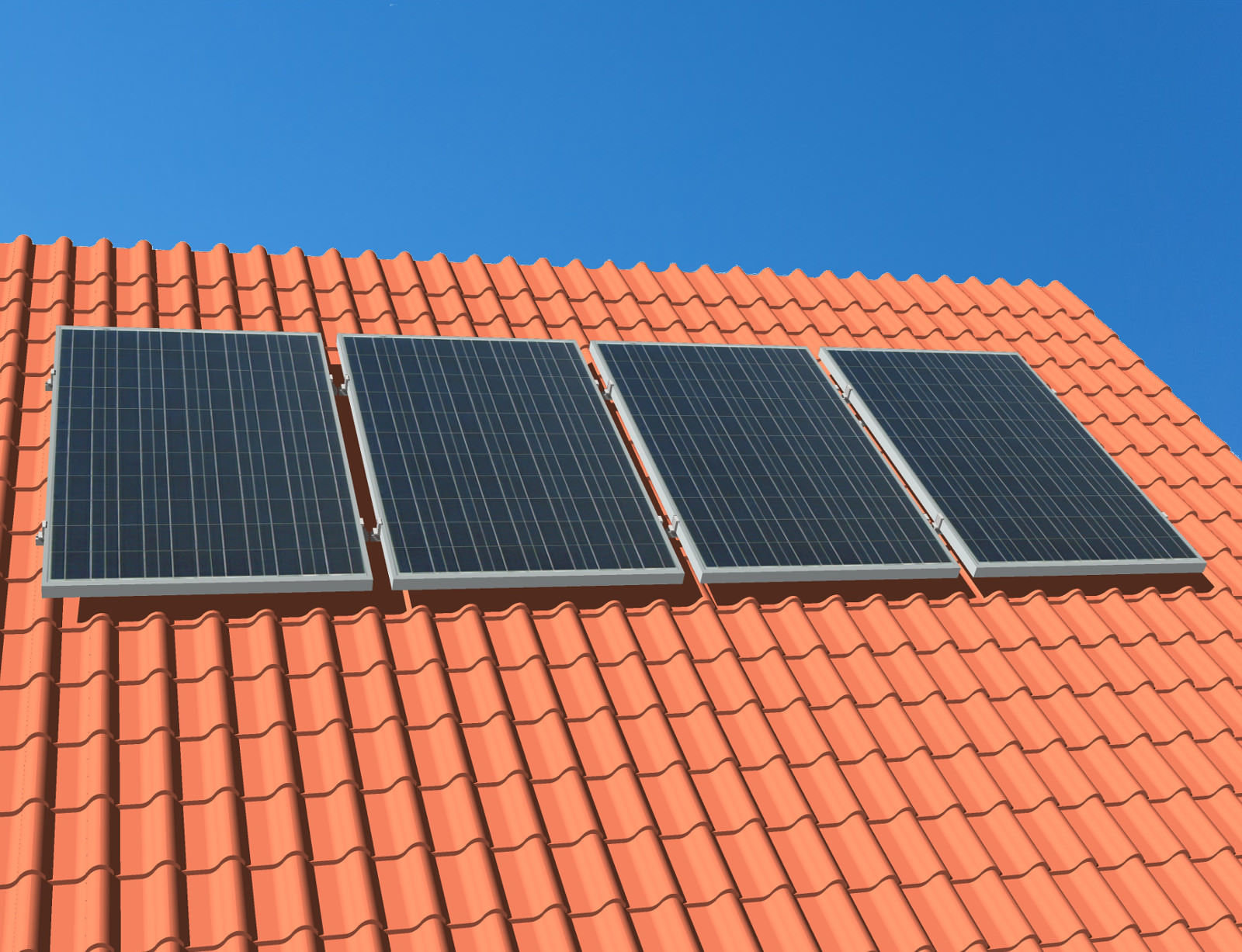 myCleantechSolarPower™ Solaranalage Schrägdach mit 4 Pannels - Musterbild