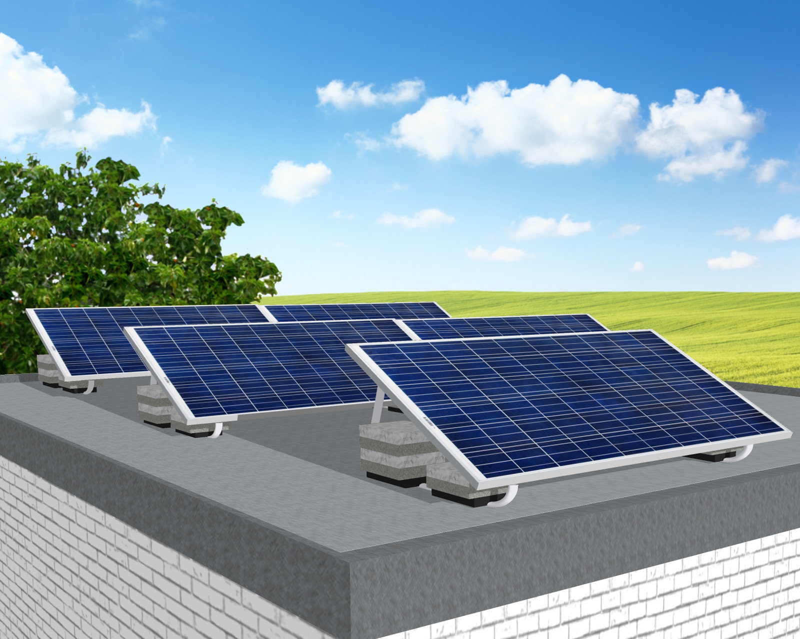 myCleantechSolarPower™ Solaranalage Flachdach oder Carport mit 5 Pannels - Musterbild