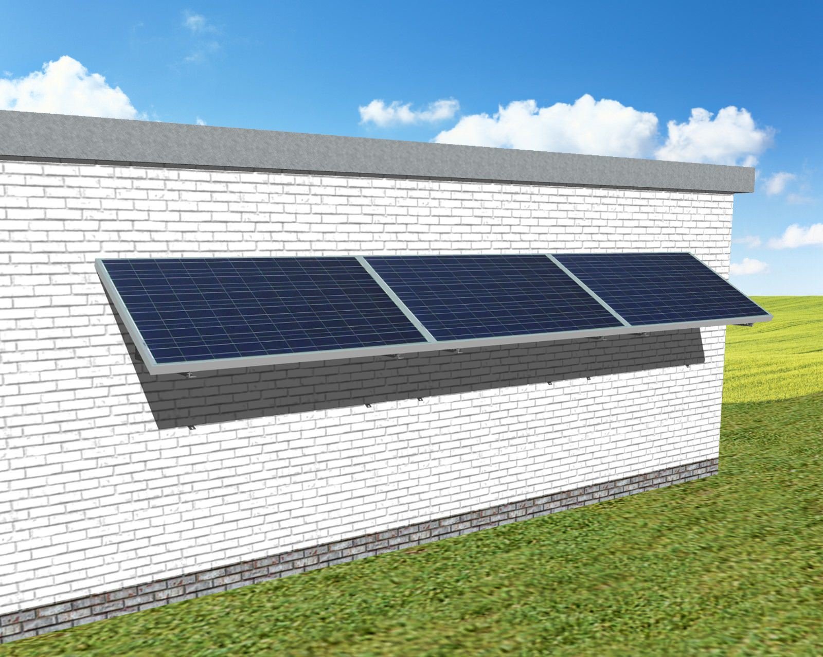 myCleantechSolarPower™ Solaranalage Fassade oder Carport mit 3 Pannels - Musterbild