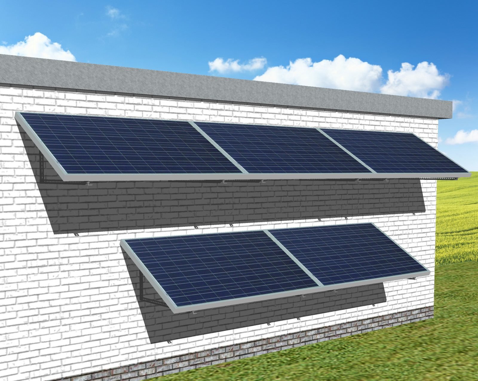 myCleantechSolarPower™ Solaranalage Fassade oder Carport mit 5 Pannels - Musterbild