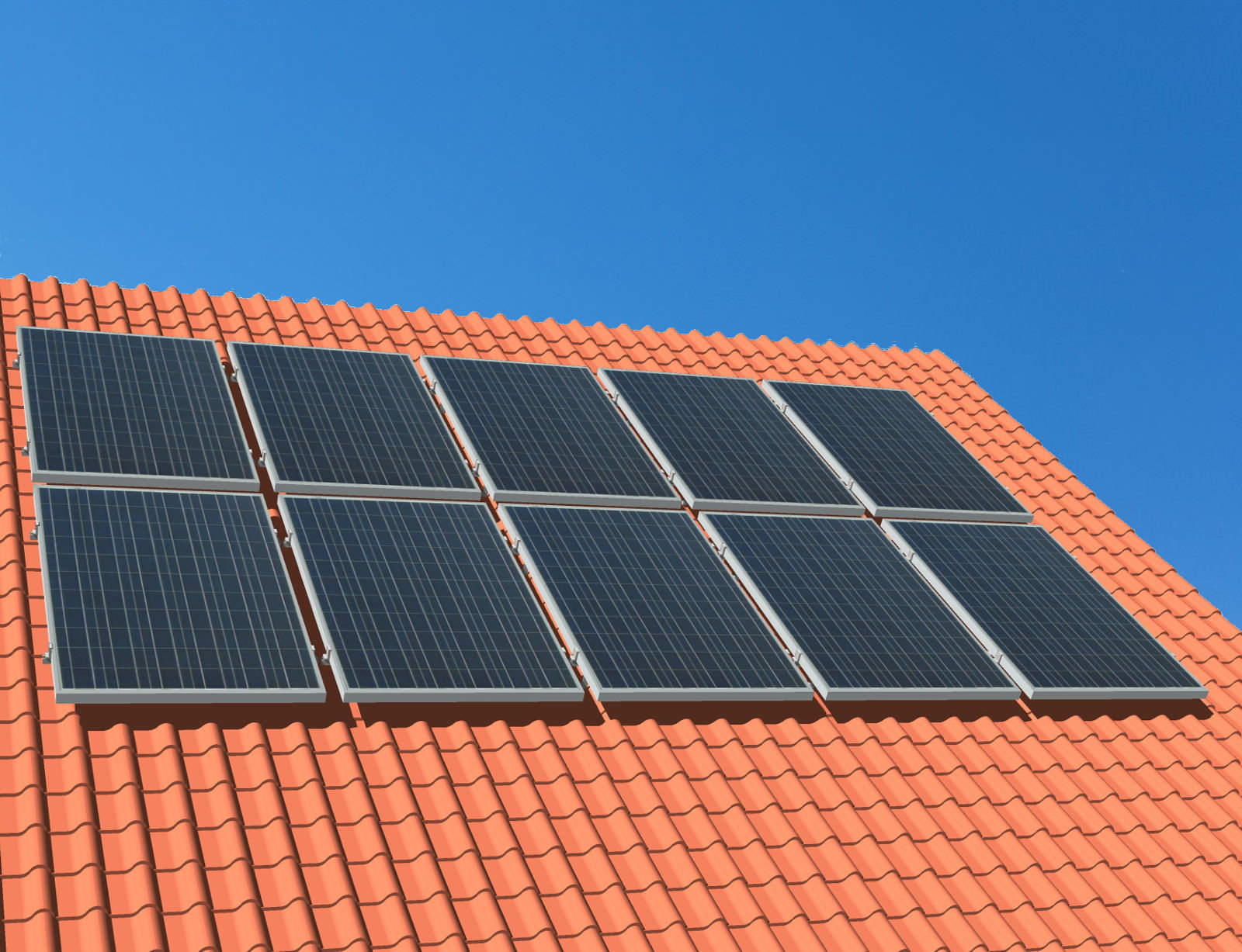 myCleantechSolarPower™ Solaranalage Schrägdach mit 10 Pannels - Musterbild