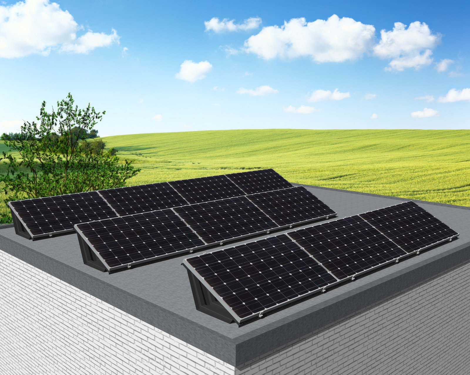myCleantechSolarPower™ Solaranalage Flachdach oder Carport mit 10 Pannels - Musterbild