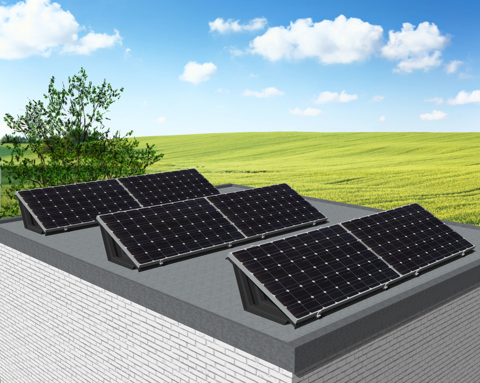 myCleantechSolarPower™ Solaranalage Flachdach oder Carport mit 6 Pannels - Musterbild