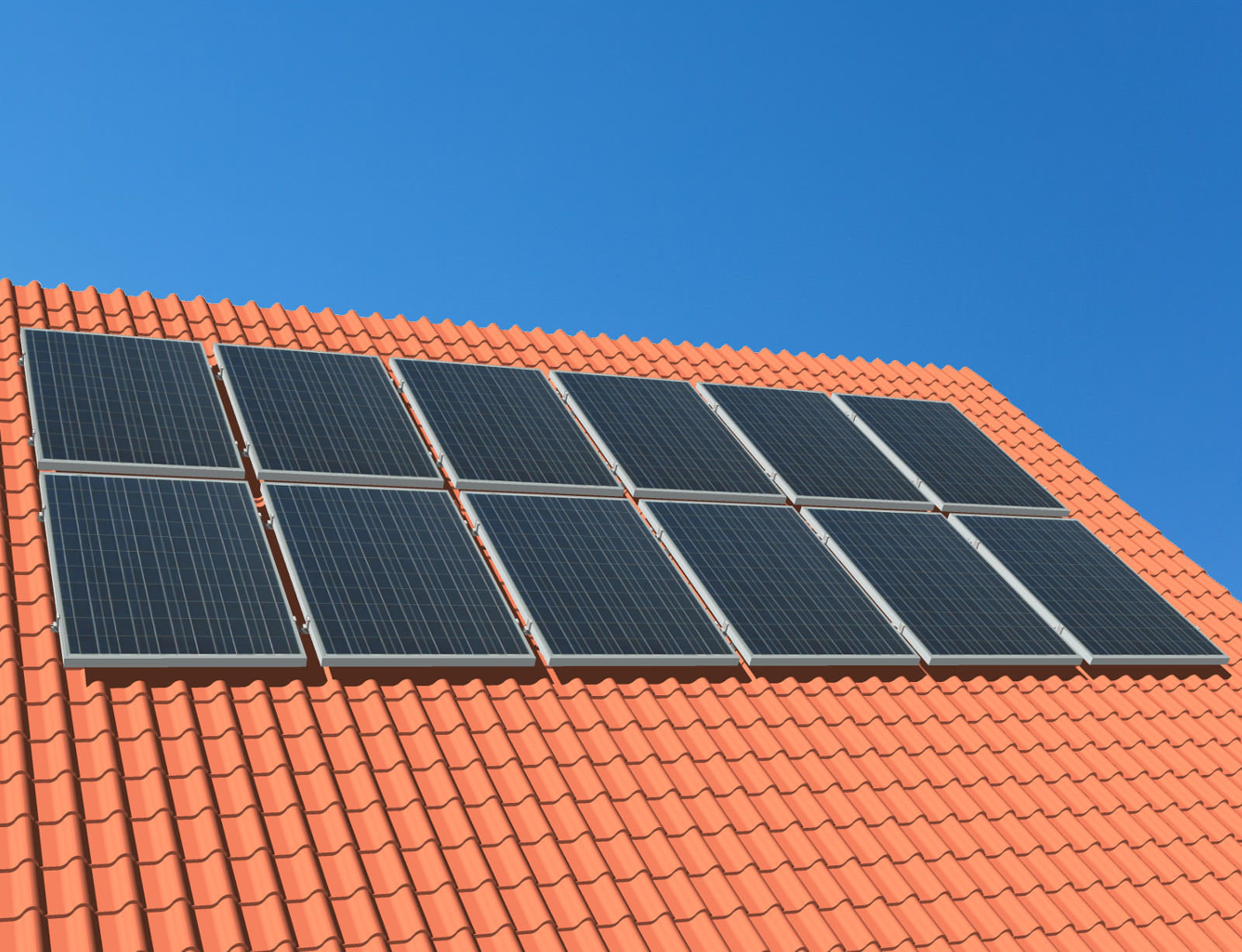 myCleantechSolarPower™ Solaranalage Schrägdach mit 12 Pannels - Musterbild