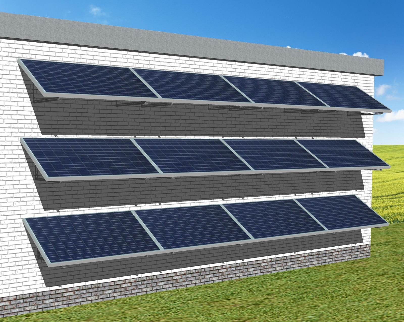 myCleantechSolarPower™ Solaranalage Fassade oder Carport mit 12 Pannels - Musterbild