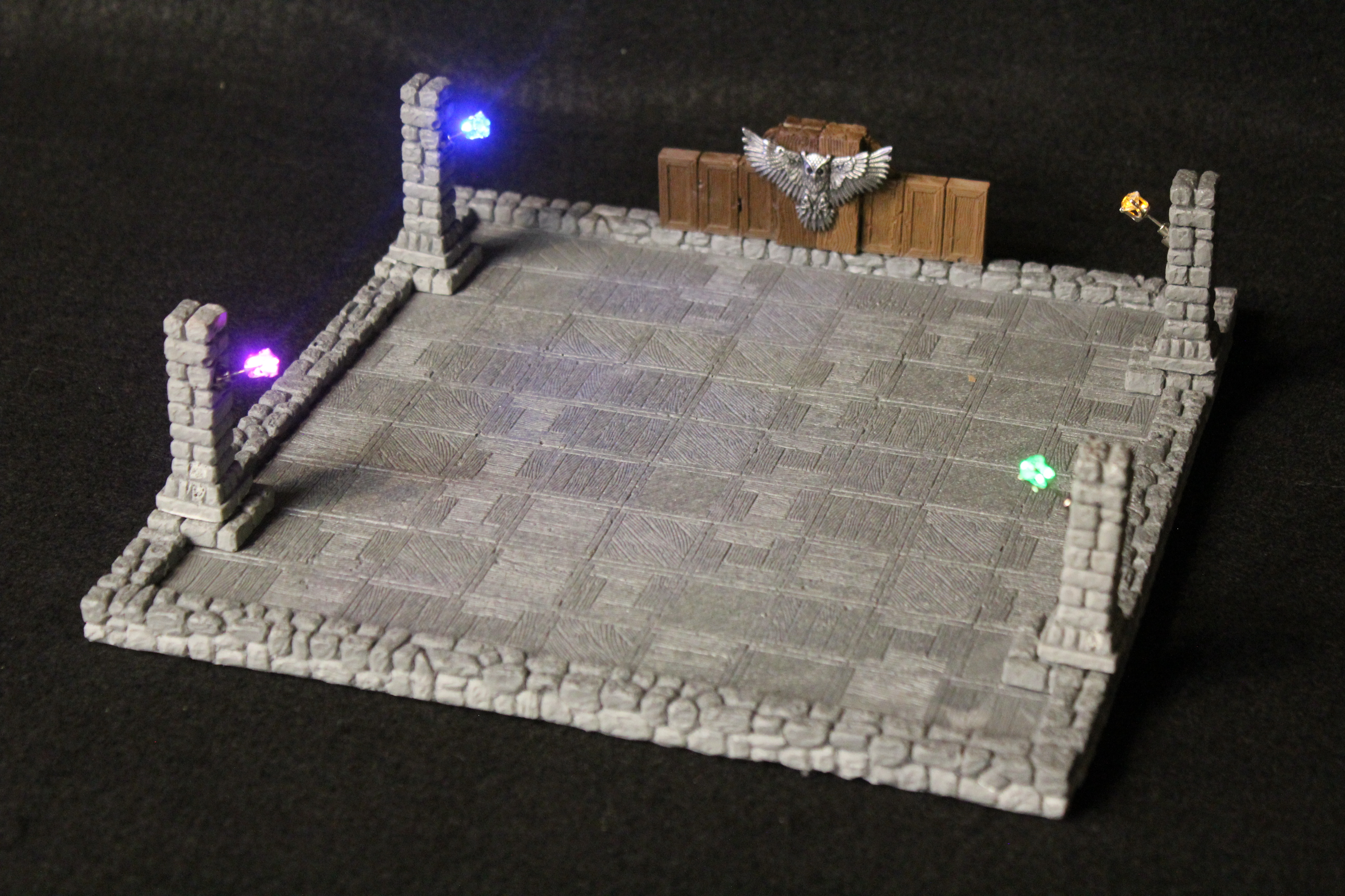 Temple, with 4 light-up torch columns