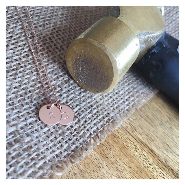 14k Rose Gold MINI Initial Disc Necklace RGOLDINITNECK