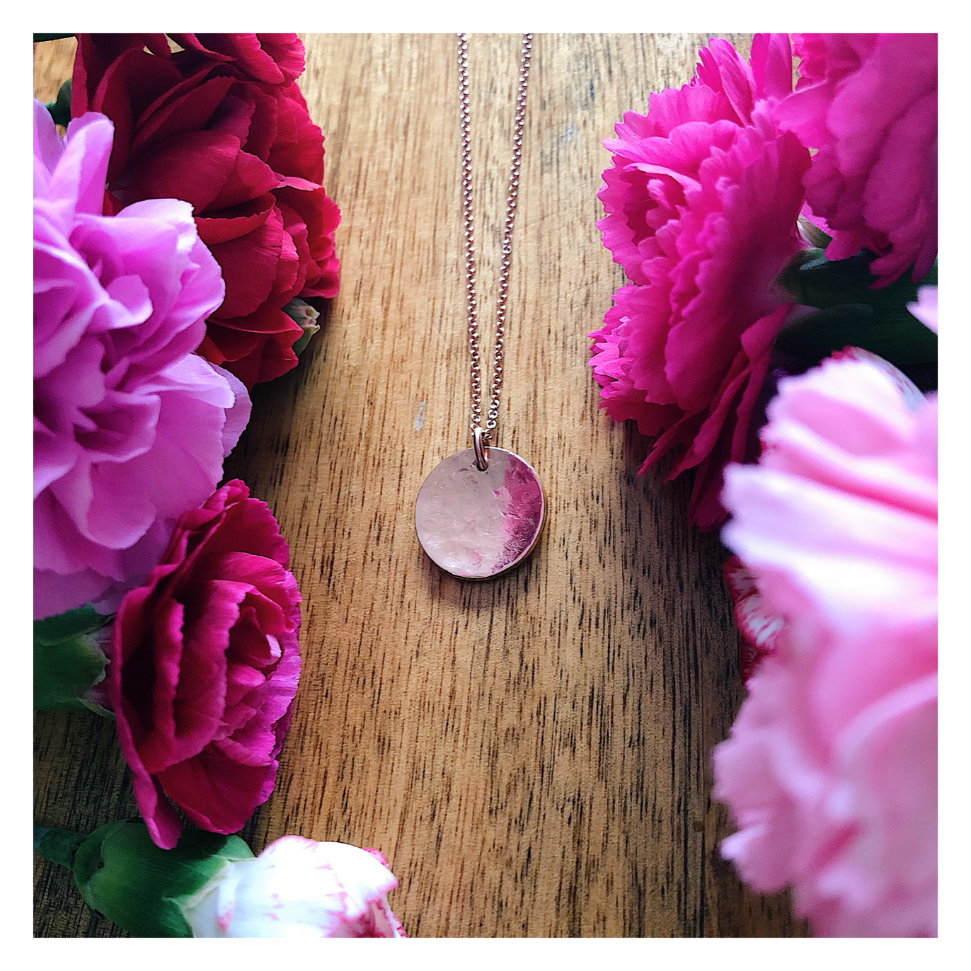 MIDI Texturised Curved Disc Necklace 14k Rose Gold MIDIROSETEX