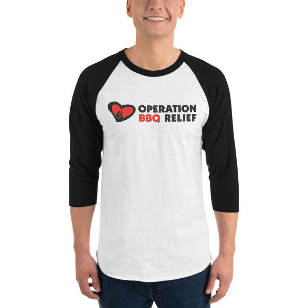 Operation BBQ Relief 3/4 sleeve raglan baseball shirt