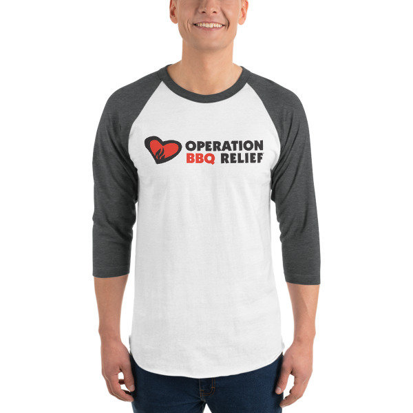 Operation BBQ Relief 3/4 sleeve raglan baseball shirt