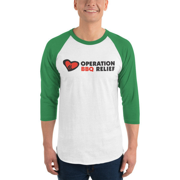 Operation BBQ Relief 3/4 sleeve raglan baseball shirt