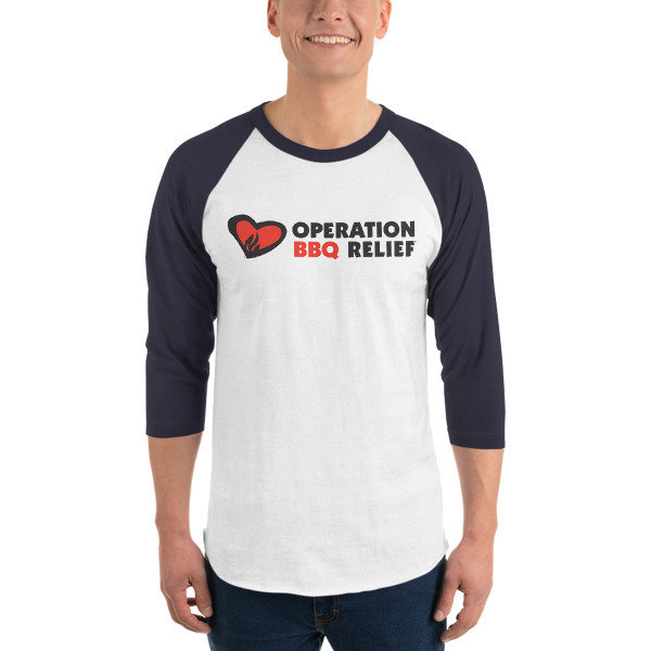 Operation BBQ Relief 3/4 sleeve raglan baseball shirt