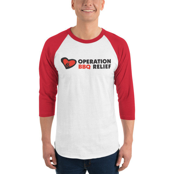 Operation BBQ Relief 3/4 sleeve raglan baseball shirt