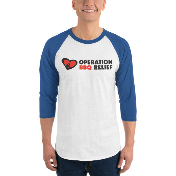 Operation BBQ Relief 3/4 sleeve raglan baseball shirt