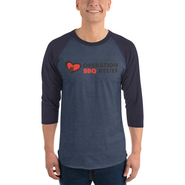 Operation BBQ Relief 3/4 sleeve raglan baseball shirt
