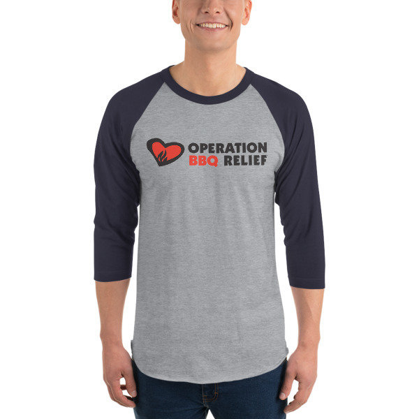 Operation BBQ Relief 3/4 sleeve raglan baseball shirt