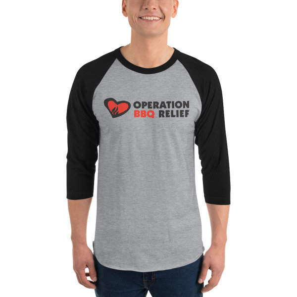 Operation BBQ Relief 3/4 sleeve raglan baseball shirt