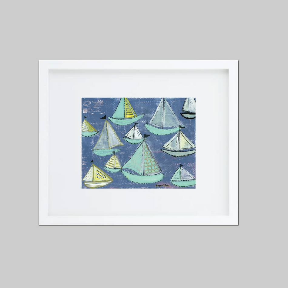 Bright Blue & Seafoam Sailboats