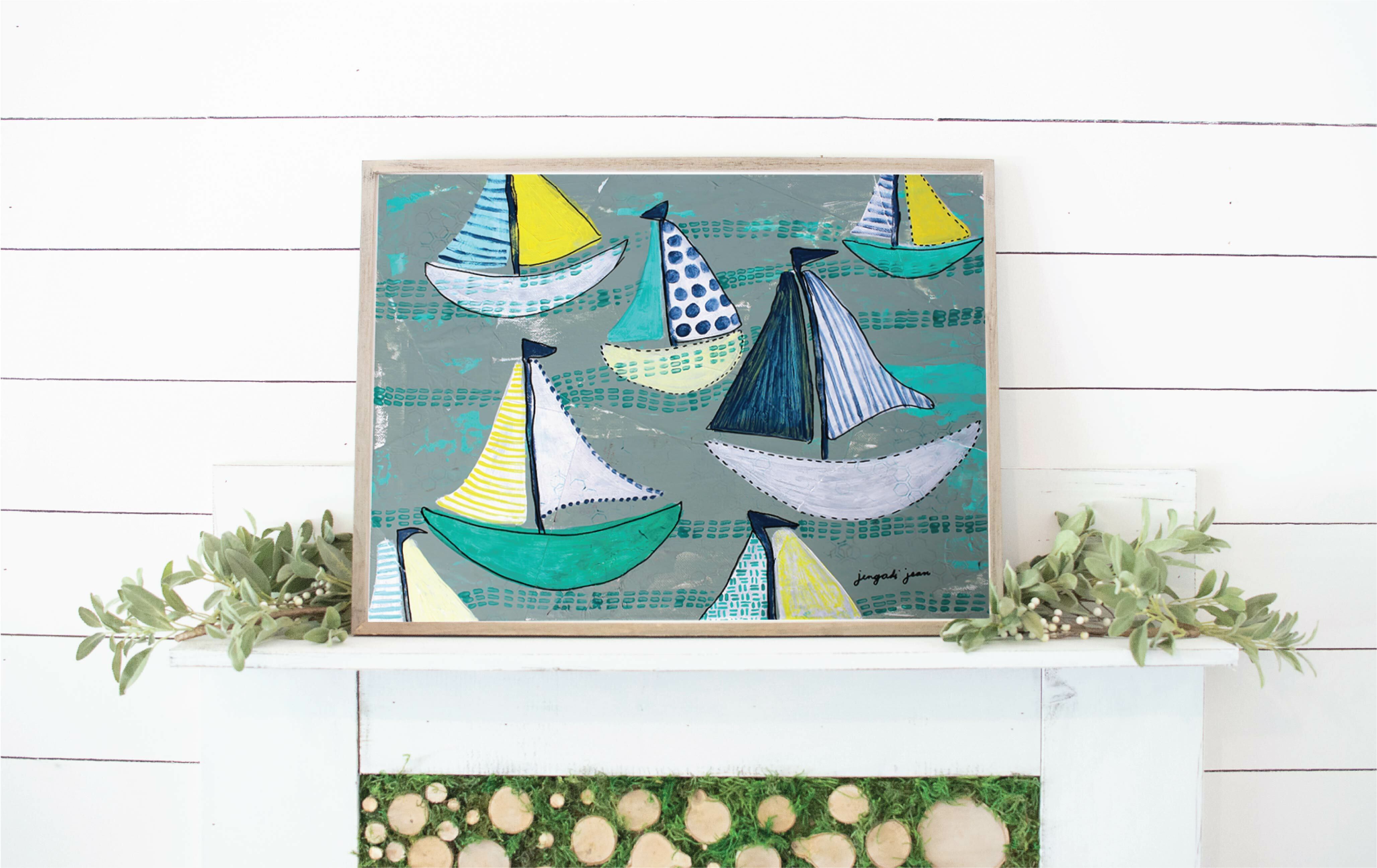 Teal Sailboats 00009