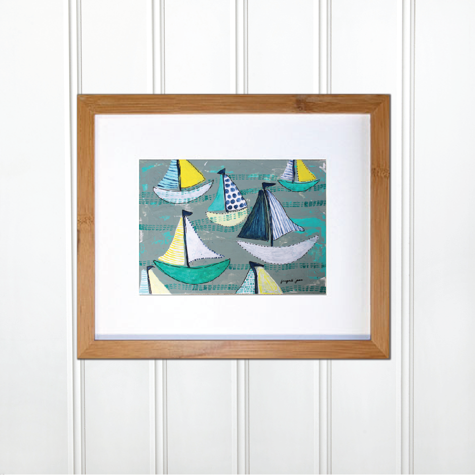 Teal Sailboats