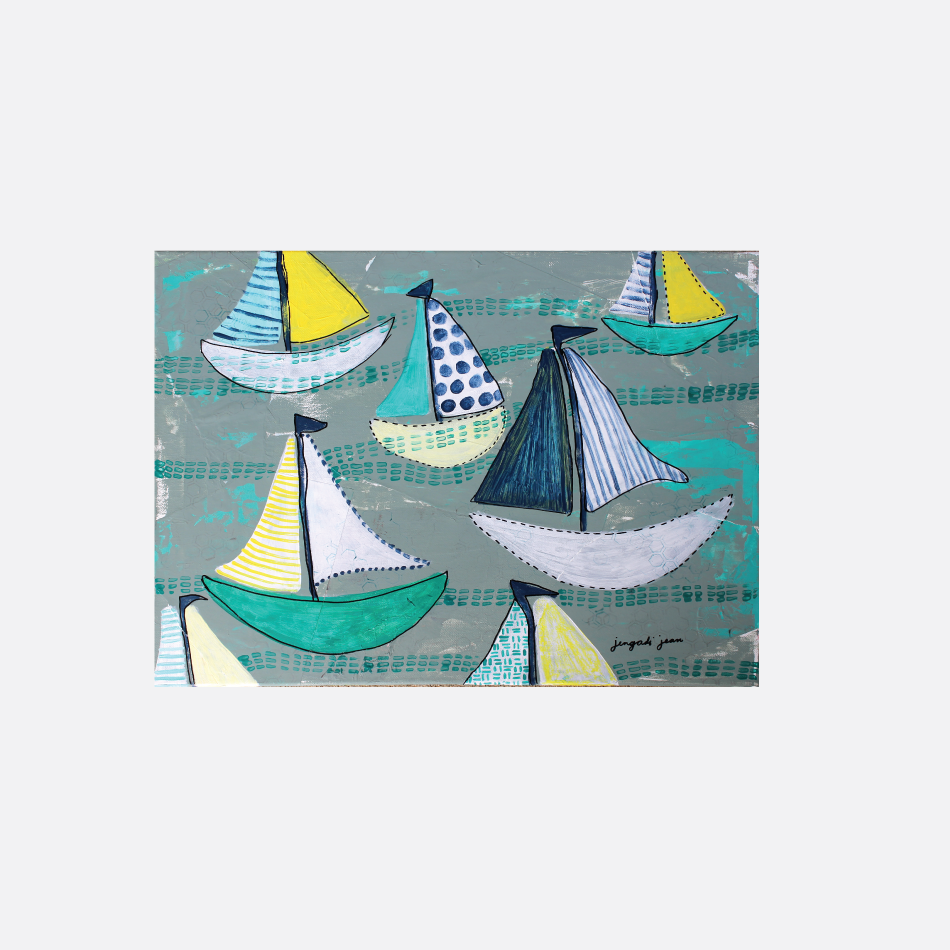 Teal Sailboats