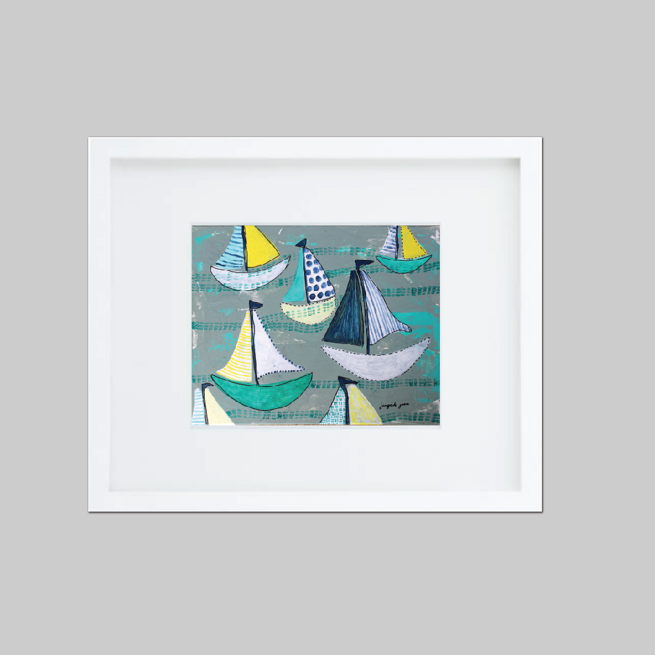 Teal Sailboats