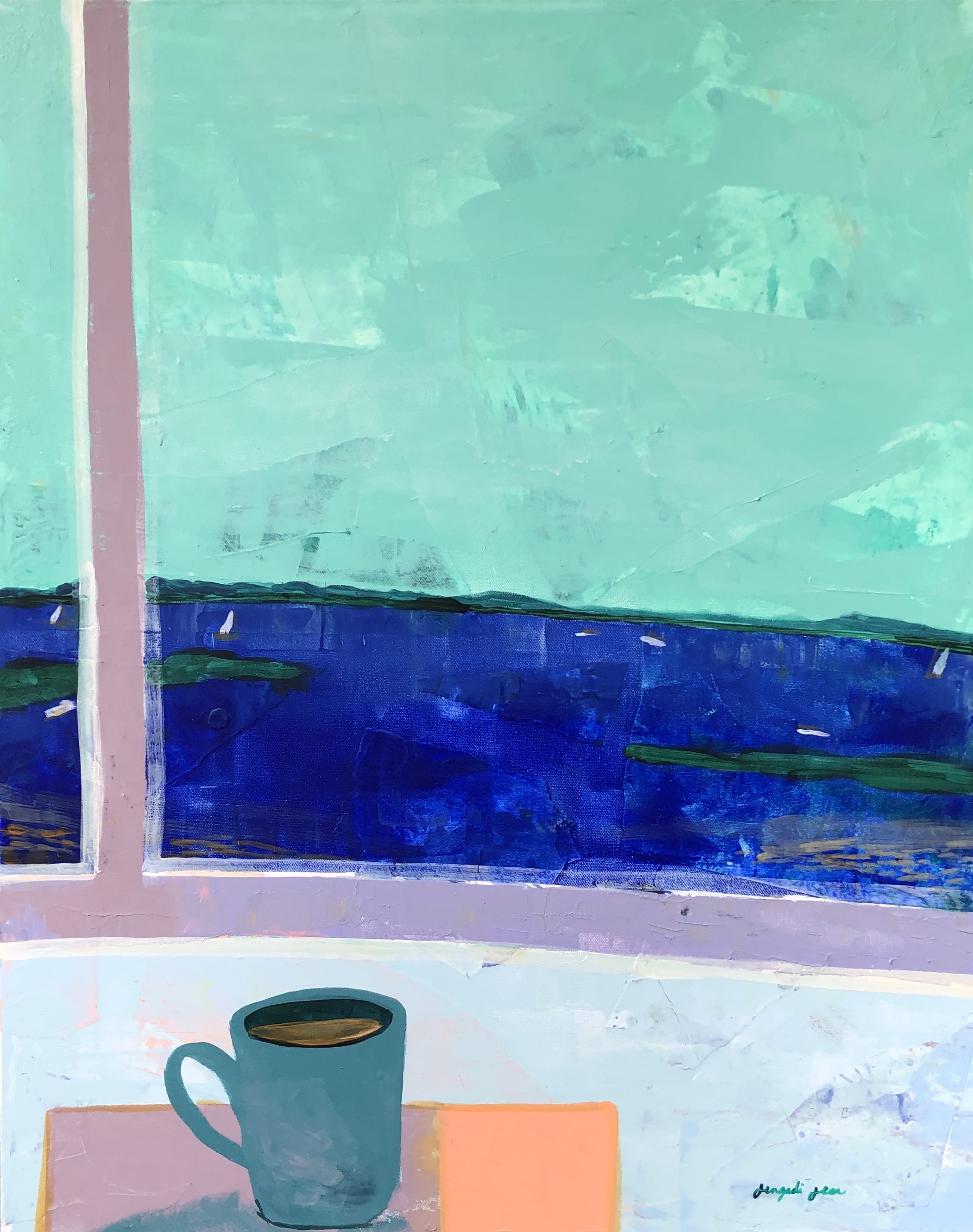 Seafoam Sail on Casco Bay (24 x 30)