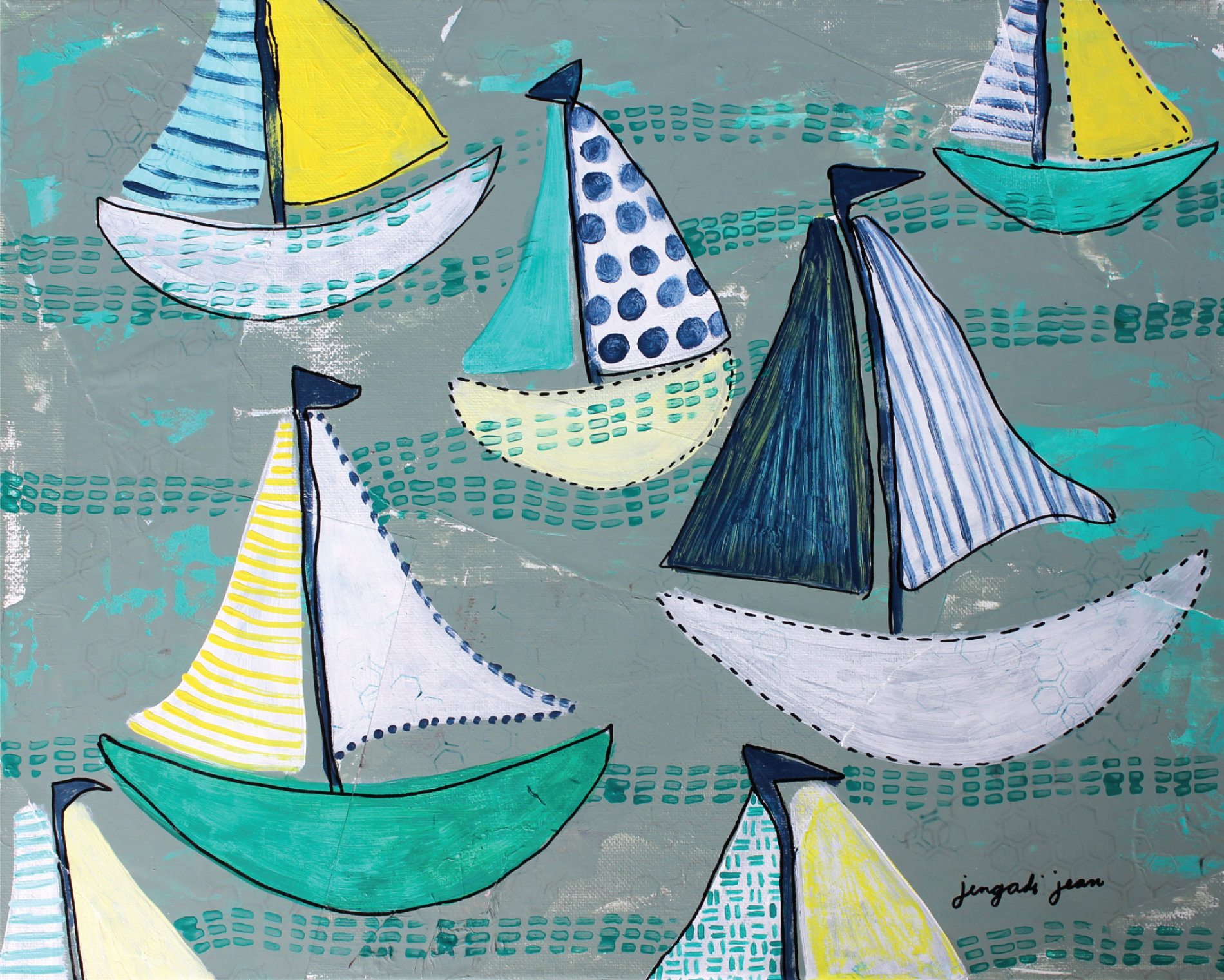 Teal Boats (16 x20) 00010