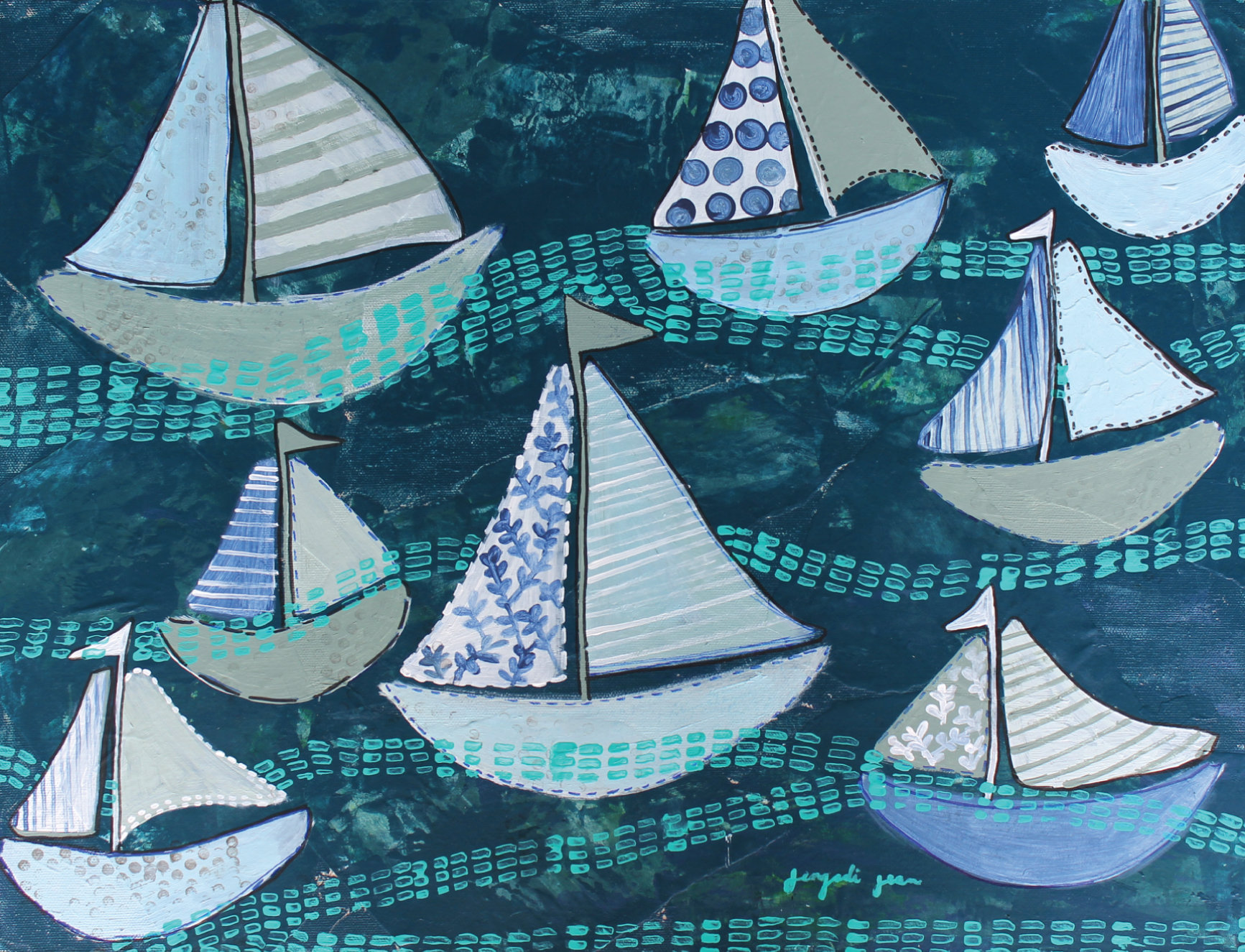 Navy Boats (16 x 20) 00011